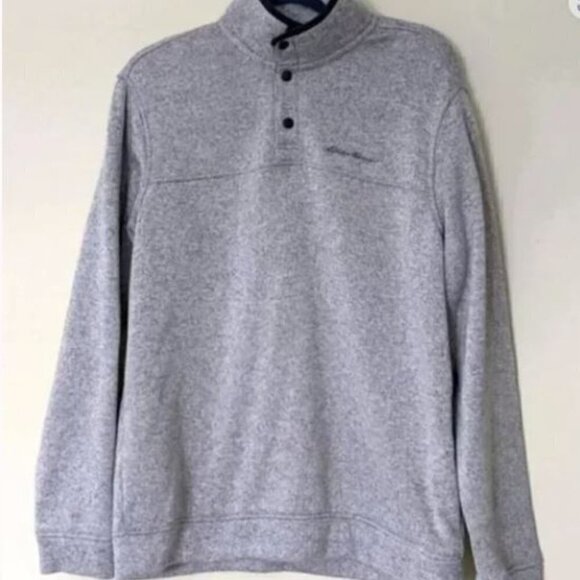 Eddie Bauer Other - Eddie Bauer‎ Fleece 1/4 Snap Button Pullover Jacket Gray Warm Large